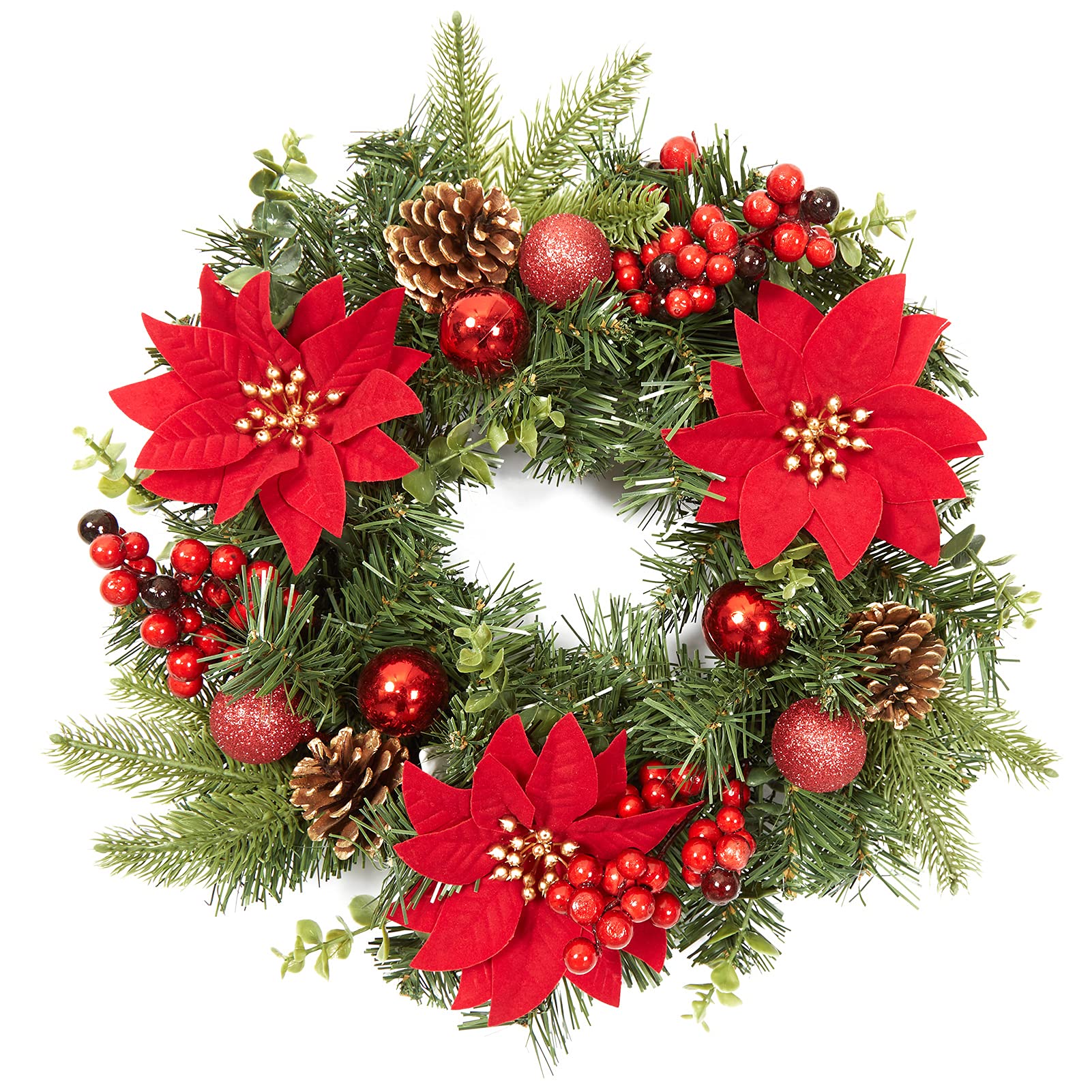 ✳︎ベル付き✳︎christmas wreathe④ LinTimes 16 Inch Christmas Wreath for Front Door, 40cm Red